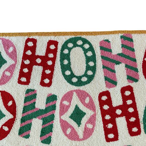 Peking Handicraft Holiday Hook Rug 2x3 HOHOHO Christmas Pop of Color New - Picture 3 of 13